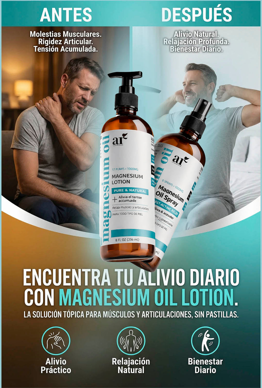 Loción corporal - Oil Magnesium con Aloe vera + 🎁 Spray ¡Gratis!