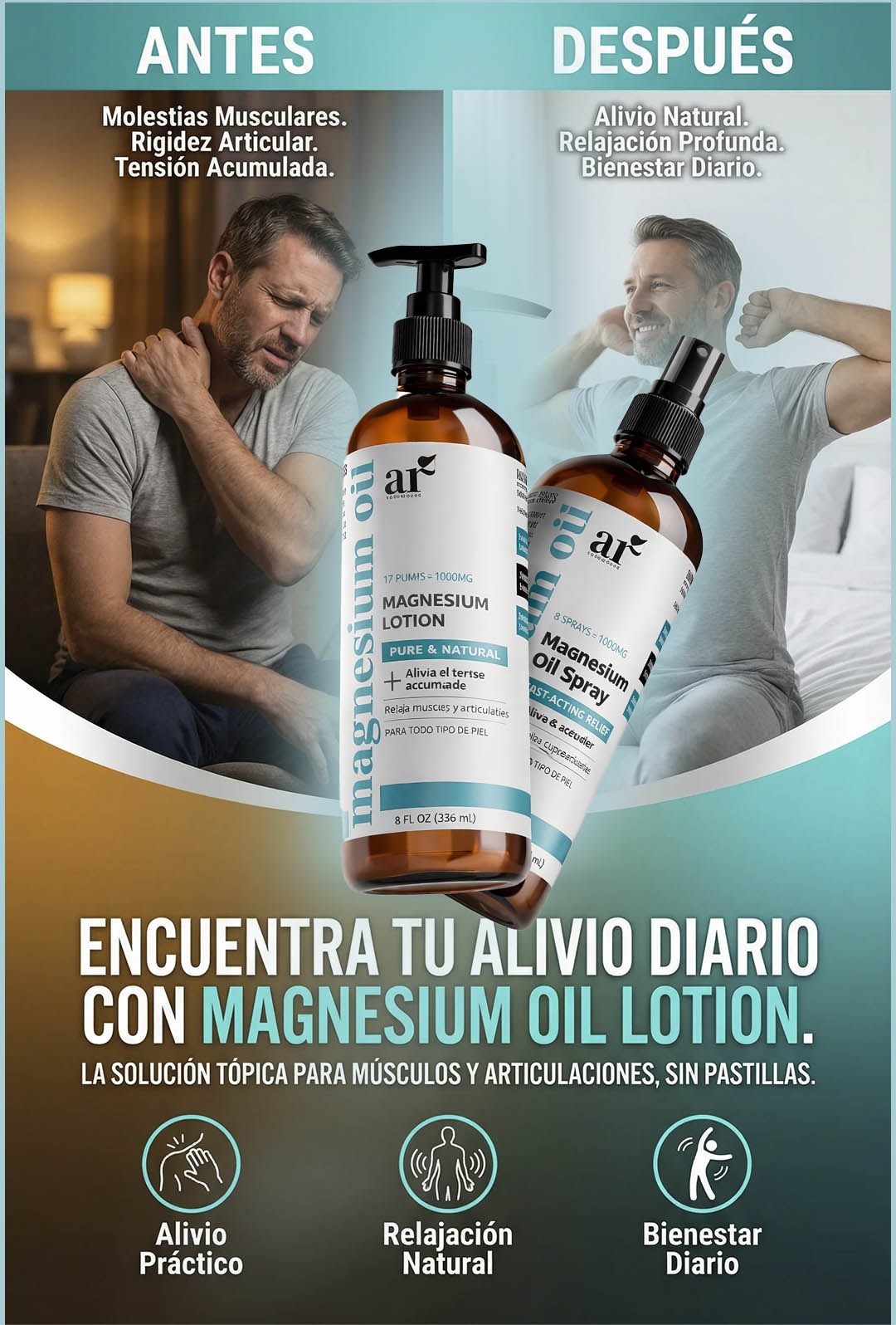Loción corporal - Oil Magnesium con Aloe vera + 🎁 Spray ¡Gratis!