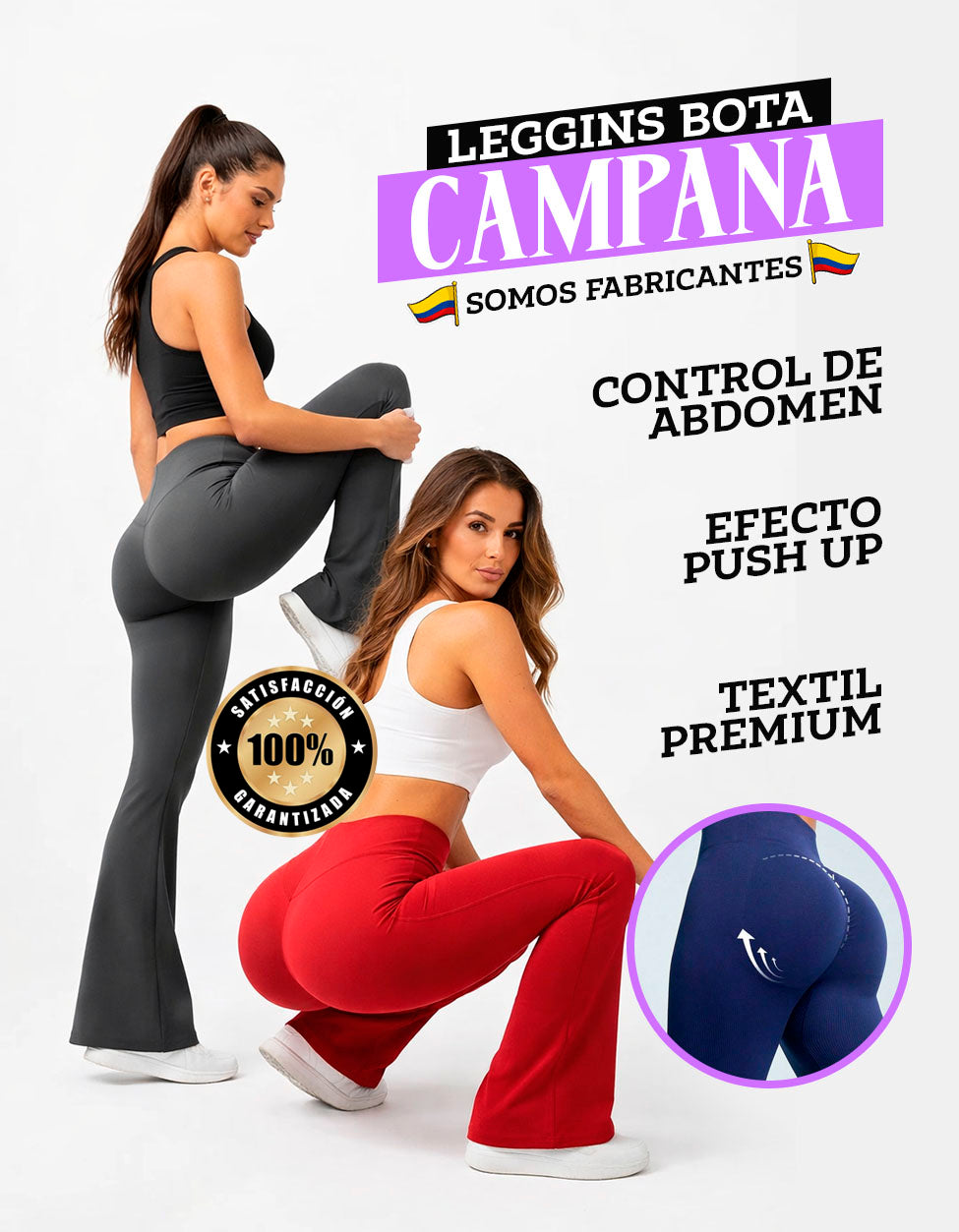 2x1 en Leggins campana  Comprimen Abdomen y Efecto Push Up🍑